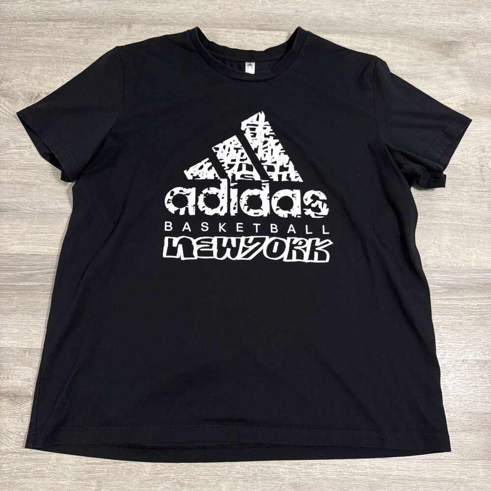 Adidas Shirt New York Basketball Men’s Black 2XL Climalite Short Sleeve Tee